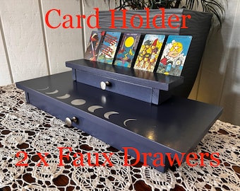 Moon Phase Tarot Card Altar - Handmade Reclaimed Wood Altar Table 2 x Faux Drawers