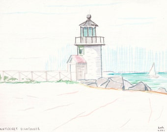 Nantucket Print, Nantucket Lighthouse in Cape Cod New England, Art Print Download for Beach lovers | Printable Wall Art