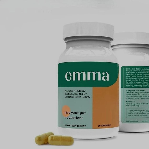 Emma Gut Health Supplement | Bloating, Gas Relief, Leaky Gut Support (60 Capsules)