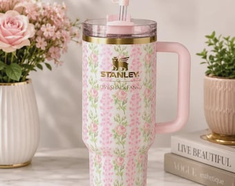 Stanley x LoveShackFancy 40oz Floral Tumbler | Pink Rose Travel Mug, Gift Box