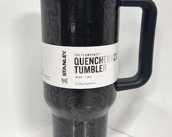 Stanley FlowState Quencher H2.0 40oz tumbler Black Skull & Snake Design Limited Edition Handle Cup
