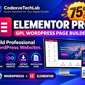 Elementor Pro GPL, creador de páginas para WordPress / Sitios web ilimitados, descarga digital