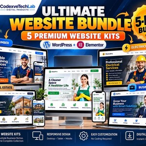 Website Template Bundle, 5 WordPress Elementor Kits for Business Niches