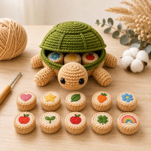 Crochet Turtle Memory Game Pattern PDF, Montessori Matching Toy, Amigurumi Crochet Tutorial,Mama Turtle Basket (PDF Download)