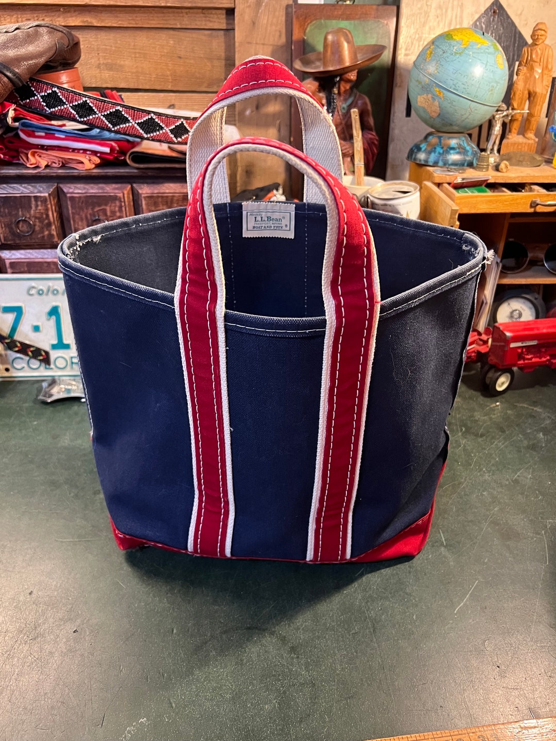 Vintage Blue and Red LL Bean Boat and Tote - Medium - Etsy Vintage Blue and Red LL Bean Boat and Tote - Medium - Etsy