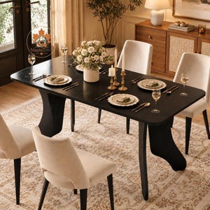 63" Rectangular Dining Table for 4-6, Modern Farmhouse Kitchen Table with Antler Style Legs