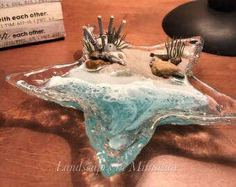 STARFISH 6" Glass Beach - Desk Decor - Resin Art - Beach Therapy, Starfish 1-3, by Landscapes In Miniature