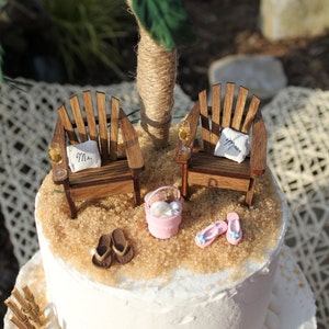 Beach Theme Wedding COMPLETE Cake Topper Classic Adirondack Chairs ...