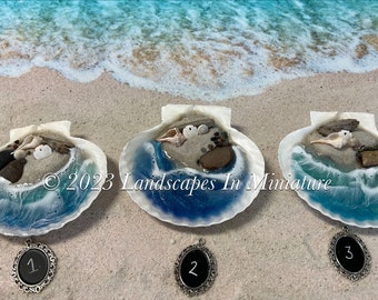 Beach Scene in Real Seashell - 3-D Sand - Beach Therapy, Shells 1-3 - by Landscapes In Miniature