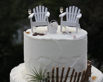 All WHITE WEDDING SET - Complete Set - Beach Theme Wedding Cake Topper - by Landscapes In Miniature