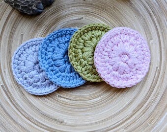 Washable cosmetic pads made from a cotton/bamboo blend yarn - no animal fibers - pack of 3