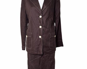Vintage Leinenanzug von Delia Ferrari – 1980er/1990er Jahre
