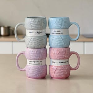 Caneca de café de cerâmica estilo tricô | Caneca de café texturizada e charmosa | Caneca de chá para presentear a família | Utensílios para bebidas ecológicos | Utensílios de cozinha para inverno e verão