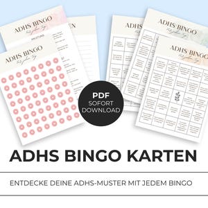 ADHS Bingo Spiel für Erwachsene, ADHS-Symptome und Verhaltensmuster erkennen, Digitaler PDF Download zum Ausdrucken