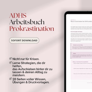 ADHD Procrastination Guide for Adults | E-Book PDF: Executive Functions in ADHD | Self-Help Guide with Templates | ADHD Planner