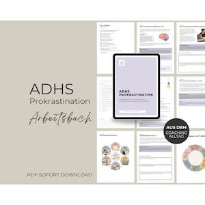 Procrastination in Adults | ADHD Workbook on Executive Functions | Guide with Printable PDF Templates | ADHD Planner