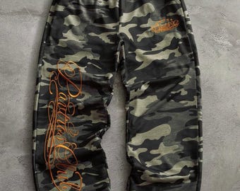 Camouflage-Jogginghose mit weitem Bein, bestickte Baggy-Sweatpants, Camouflage-Trainingshose, Y2K-Streetwear-Hose, Unisex