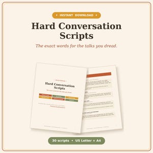 Scripts voor moeilijke gesprekken, sjablonen voor wat te zeggen, scripts voor grenzen stellen en assertiviteit, hoe nee te zeggen, communicatiegids, direct te downloaden PDF