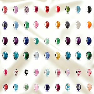 Murano-glaspärla | Kompatibel med europeiska charm-armband i Pandora-stil | Röda orange lila blågrön glaspärlor | Utsökta gåvor