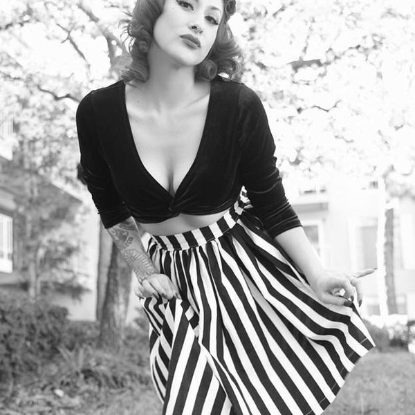 Black & White Striped Trixie Skirt - vintage style custom handmade reproduction