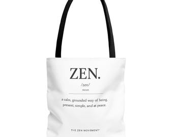 Zen Definition Tote Bag, Mindfulness Aesthetic Canvas Bag, Yoga Teacher Gift, Peaceful Aesthetic Shoulder Bag