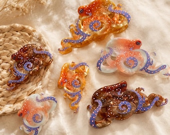 Haarclip in de vorm van een octopus, haaraccessoires met oceaanmotief, haarklem van acetaat met dierenprint, schattige zeedier-haarspeld, leuk haarcadeau voor vrouwen en meisjes