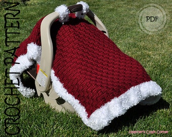 Crochet Pattern - Santa Baby Car Seat Canopy Blanket (US & UK Terms Included)