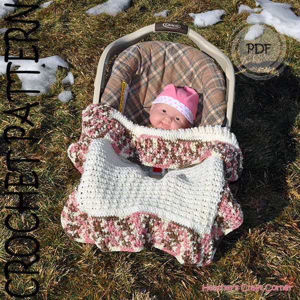 Crochet Pattern -Waffle Stich Car Seat / Stroller Blanket - Reversible (US & UK Terms included)