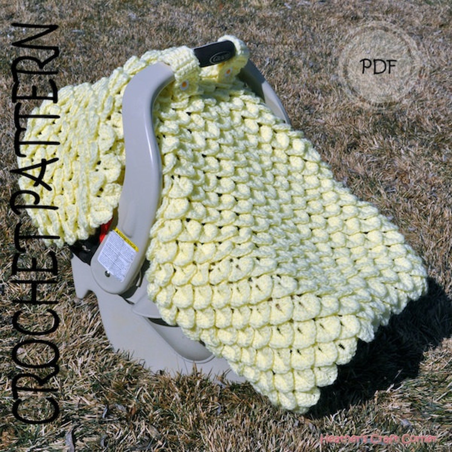 Crochet Pattern Crocodile Stitch Car Seat Canopy / Blanket UK & US