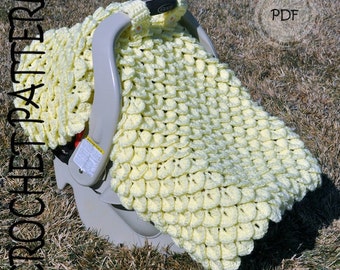 Crochet Pattern - Crocodile Stitch Car Seat Canopy / Blanket (UK & US Terms Included)