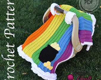 Crochet Pattern #1506- Rainbow with Pot of Gold Car Seat Canopy