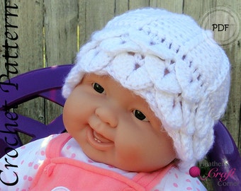 Crochet Pattern -Crocodile Stitch Baby Beanie