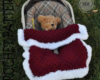 Crochet Pattern - Santa Baby Car Seat Blanket (US & UK Terms Included)
