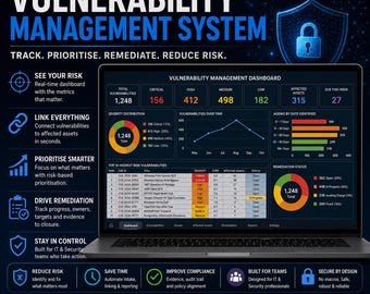 Excel-sjabloon voor kwetsbaarheidsbeheer | Import van cybersecuritytracker, risicodashboard en scanner