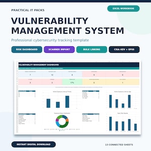 Vulnerability Management Excel Template | Cybersecurity Tracker, Risk Dashboard & Scanner Import