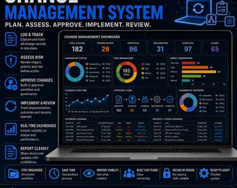 Excel-sjabloon voor wijzigingsbeheer | CAB, wijzigingsverzoek, risico, goedkeuring en actietracker | ITIL-wijzigingsbeheersysteem