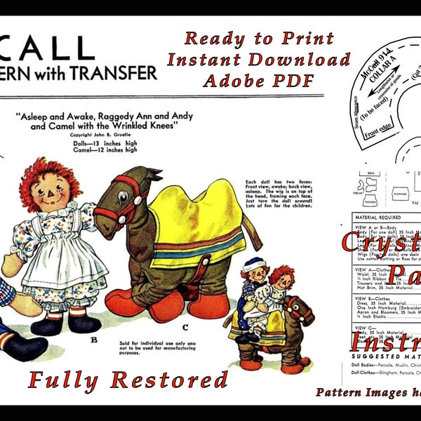 Raggedy Ann & Andy Doll Sewing Patterns in HD PDF