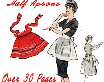 Retro Antique 1940's Half Apron Sewing Patterns Book in HD PDF