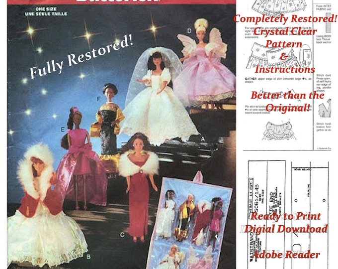 Butterick 5061 11 inch Fashion Teen Doll Sewing Patterns For (Barbie, Tammy, Sindy, Francie, Babette, Wendy, Babs, Cher) PDF