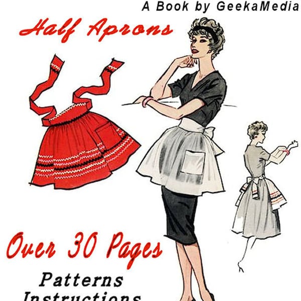 Retro Antique 1940's Half Apron Sewing Patterns Book in HD PDF