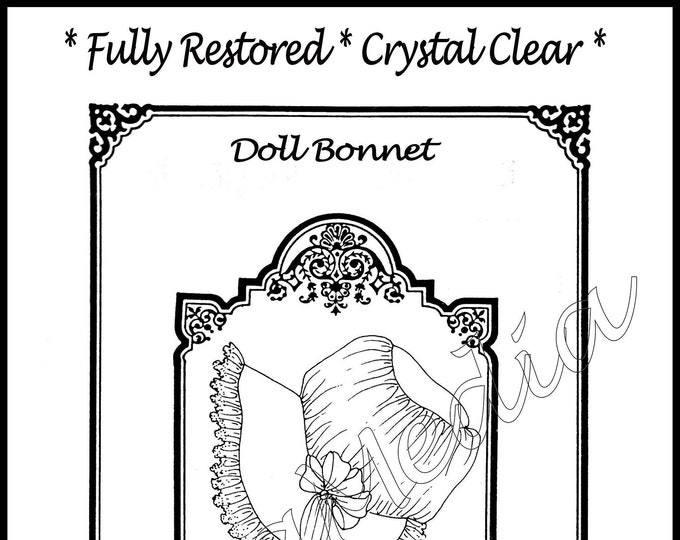Prairie Bonnet Sewing Pattern for 8 inch to 14 inch Dolls in HD PDF Will Fit Modern, Reproduction and Vintage Dolls