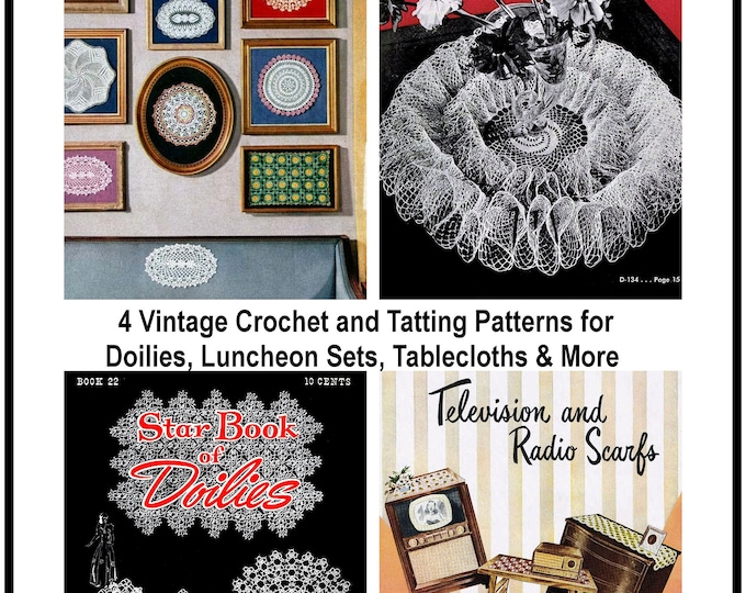 65 Crochet Patterns for Napkins, Tablecloths, Linens, Tea Sets and Scarfs for Download in PDF