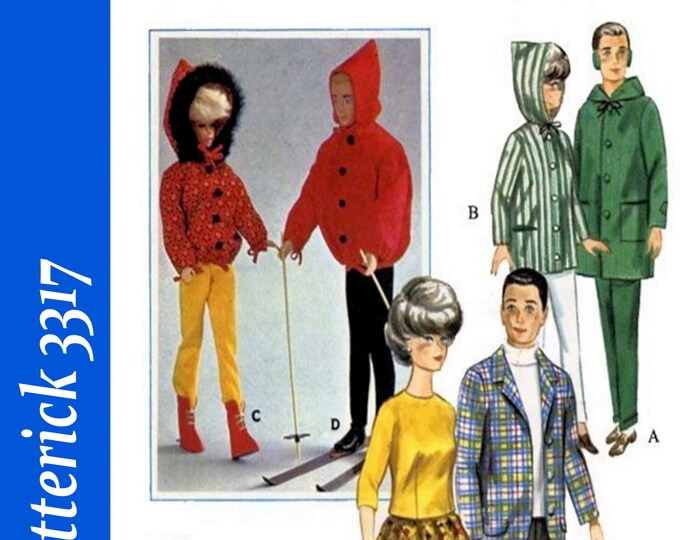 Barbie and Ken PDF Sewing Patterns Fits Fashion Size Teen Dolls 11 inches tall (Tammy, Sindy, Francie, Babette, Wendy, Babs, Cher) 3317