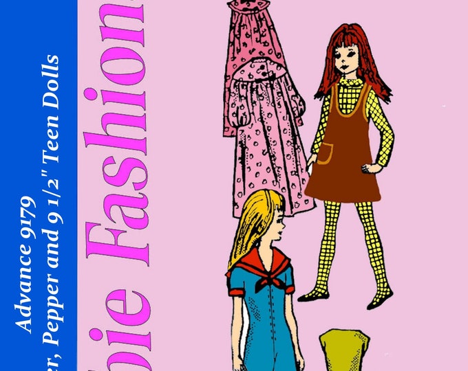 Skipper PDF Sewing Patterns Fits 9 inch Fashion Teen Dolls (Penny Bright, Pepper, Betsy McCall, Ginny, Muffie, Ginger Dolls) 9179