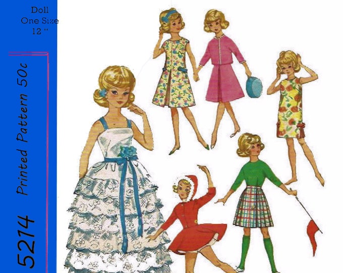 Simplicity 5214 12 inch Fashion Teen Doll Sewing Patterns For (Tammt, Barbie, Sindy, Francie, Babette, Wendy, Babs, Cher) PDF