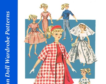 Barbie PDF Sewing Patterns Fits Fashion Size Teen Dolls 11 inches tall (Tammy, Sindy, Francie, Babette, Wendy, Babs, Cher) 9993
