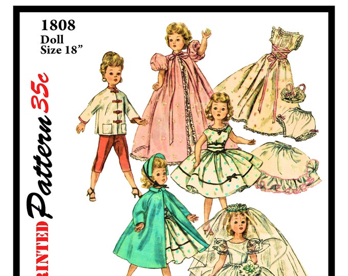 18 inch Glamour Fashion Doll Sewing Pattern in PDF Simplicity 1808