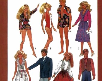 Les patrons de couture PDF Barbie et Ken conviennent à des poupées adolescentes de taille tendance 27 cm (Tammy, Sindy, Francie, Babette, Wendy, Babs, Cher) 5807