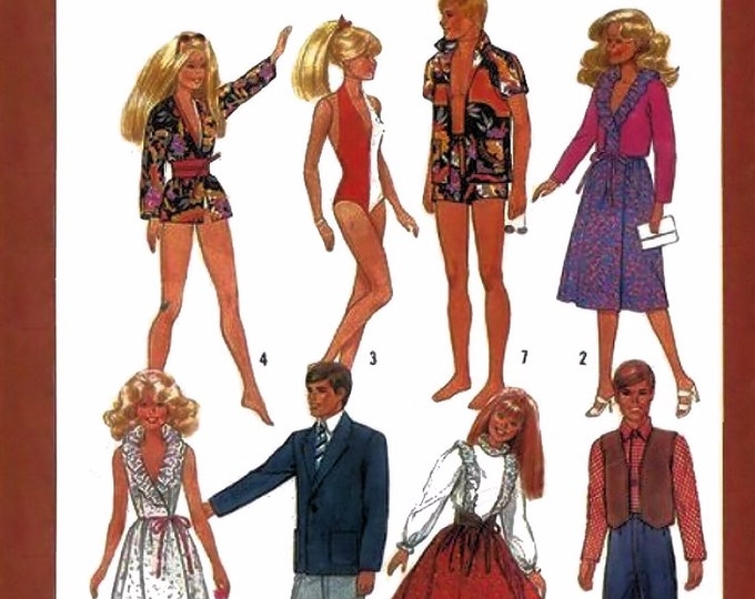 Barbie and Ken PDF Sewing Patterns Fits Fashion Size Teen Dolls 11 inches tall (Tammy, Sindy, Francie, Babette, Wendy, Babs, Cher) 5807