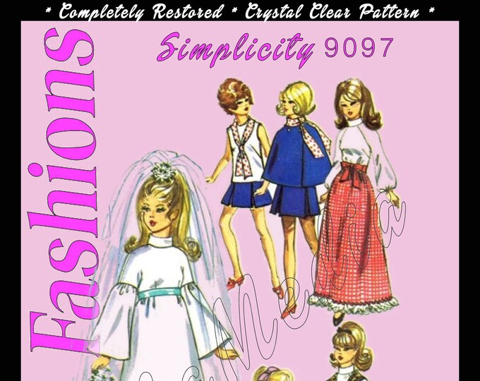 Barbie PDF Sewing Patterns Fits Fashion Size Teen Dolls 11 inches tall (Tammy, Sindy, Francie, Babette, Wendy, Babs, Cher)